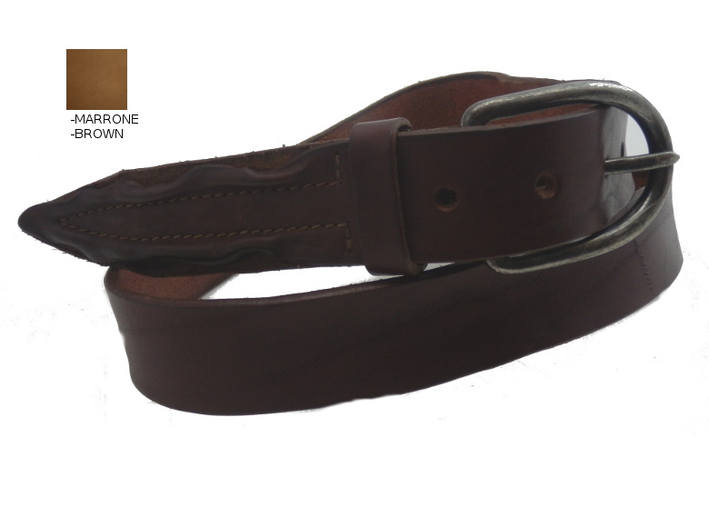 Cintura in cuoio lavato - marrone - mm35
